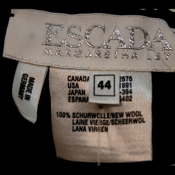 Escada Pants Navy/Black 100% Virgin Wool NWT $850 Size EU 44 US 10 - Picture 5 of 8